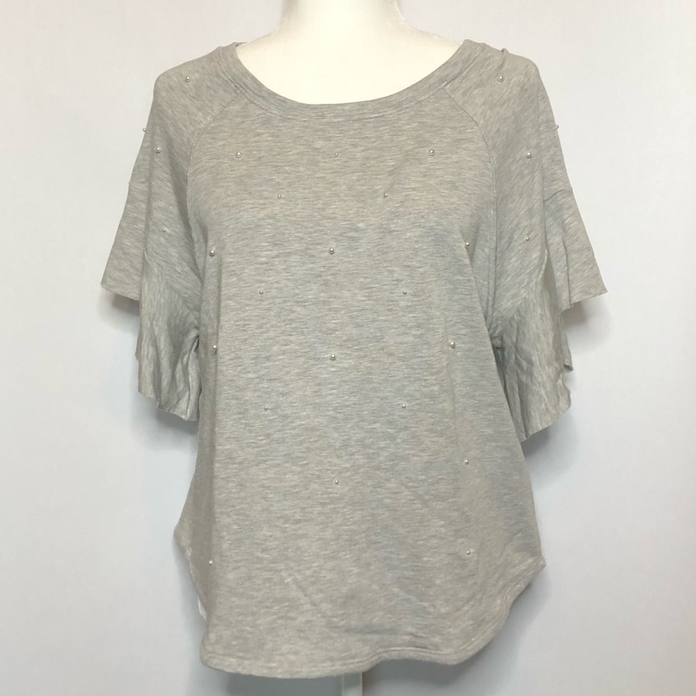 FIFTEEN TWENTY pearl ruffle sleve top